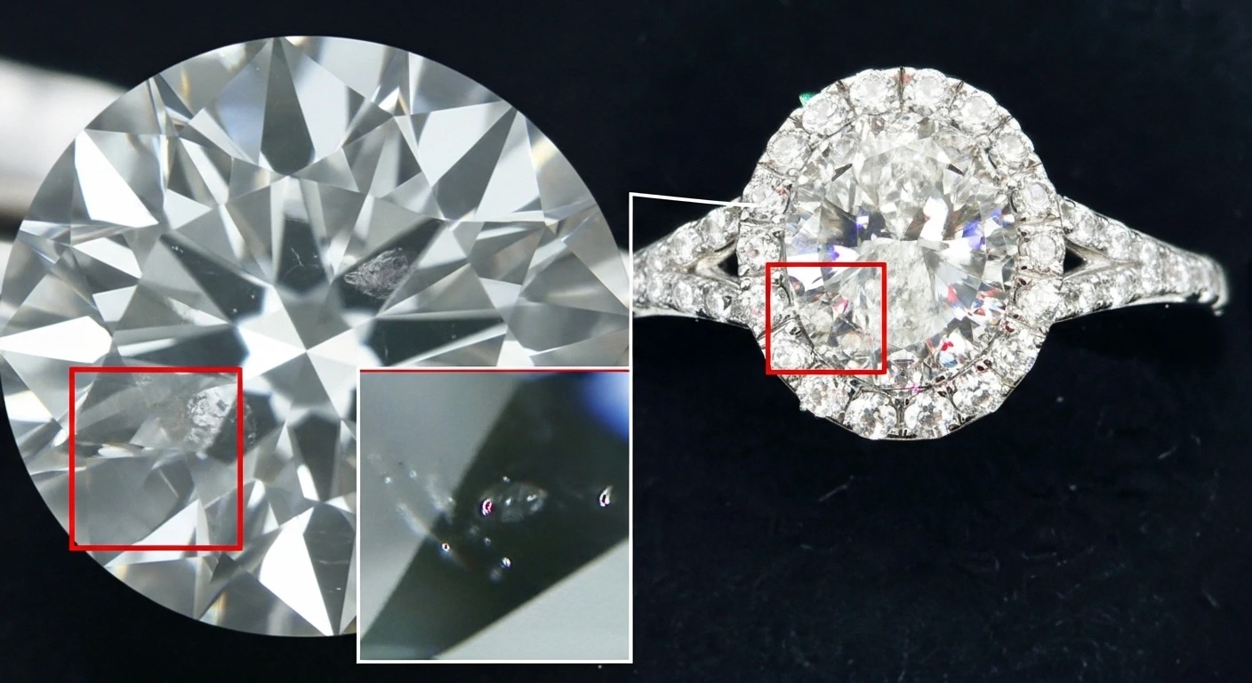 diamond inclusions comparison Johannesburg, showing slight imperfections